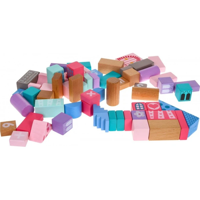 Детский набор деревянных кубиков для девочек "Принцесса в замке"