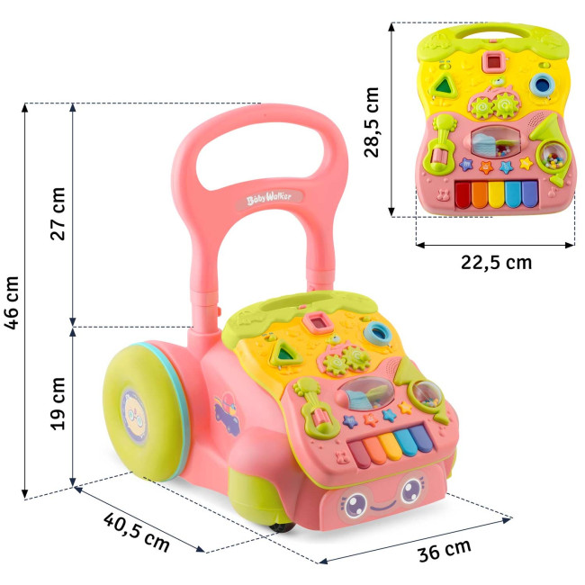 Каталка 2-в-1 интерактивная Ricokids розовая