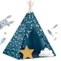 Вигвам детский с гирляндой и фонариками Nukido синий