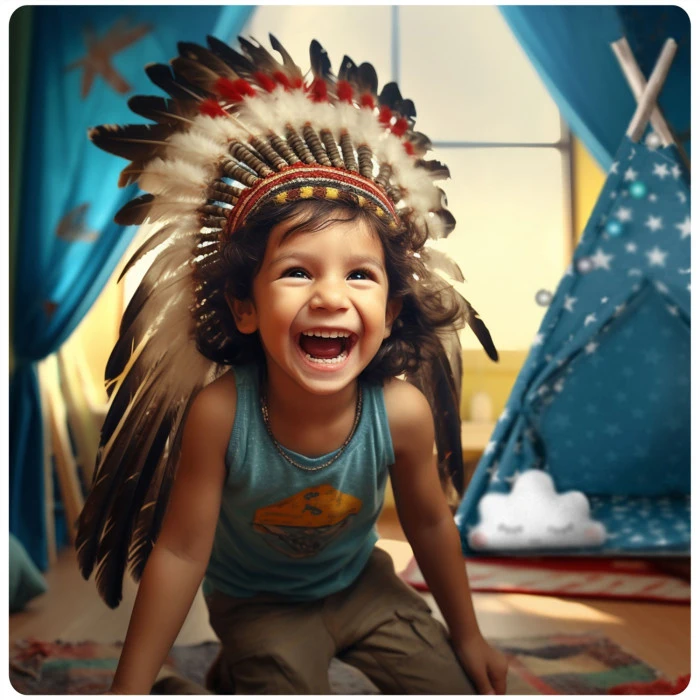 Вигвам детский с гирляндой и фонариками Nukido синий