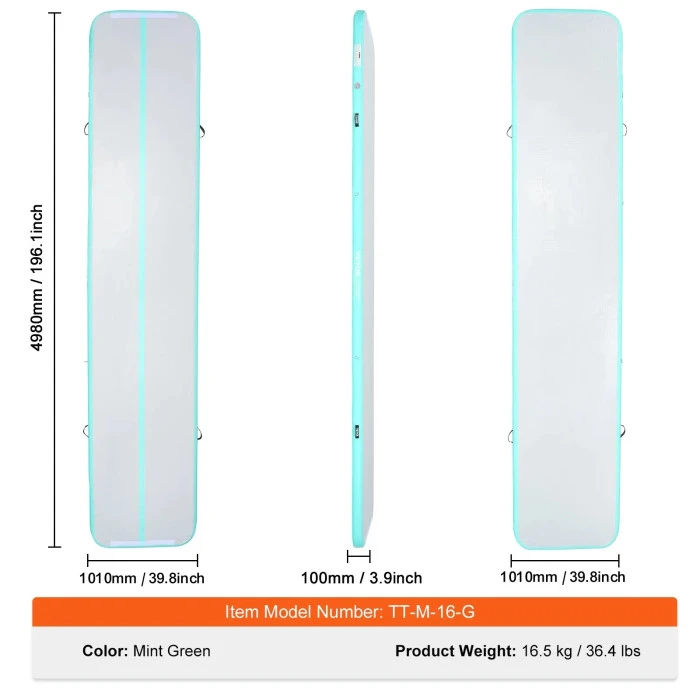Надувной коврик VEVOR 498 x 101 x 10 см, бело-мятный