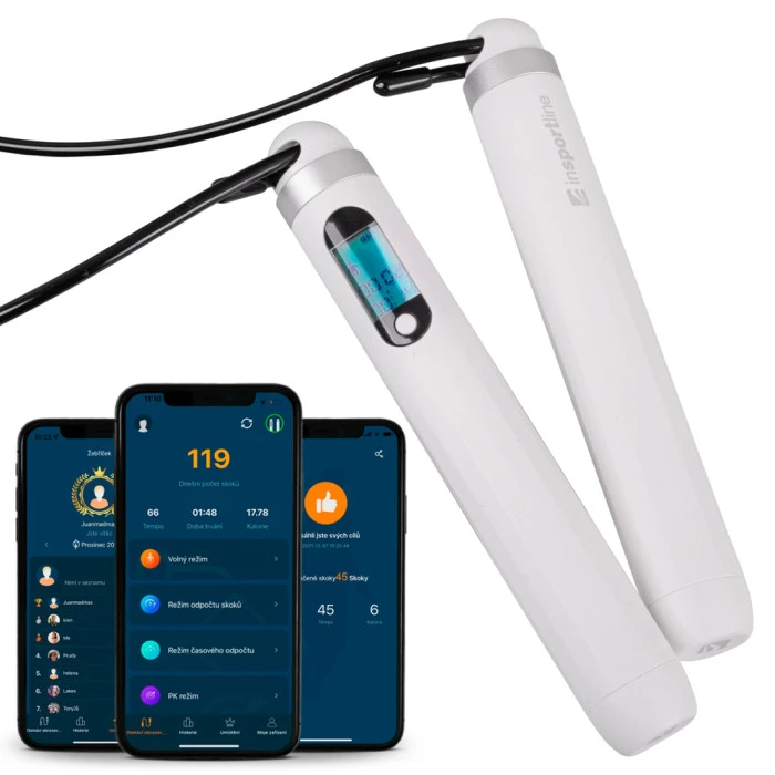 Розумна скакалка з bluetooth inSPORTline Jumpsmart - білий