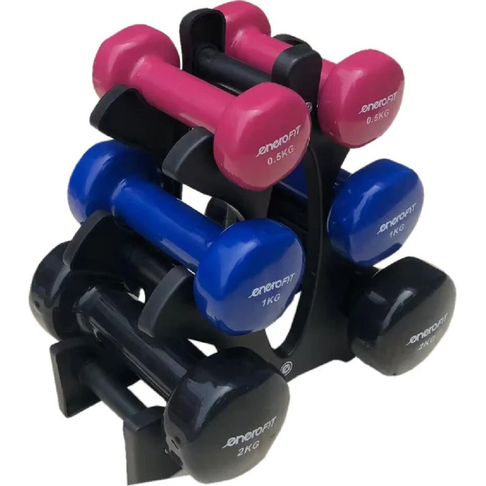 Гантелі вінілові ENERO FIT VDB зі стійкою, 7 кг