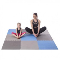 Коврик-пазл защитный MP10 ONE FITNESS – 9 частей/серо-голубой