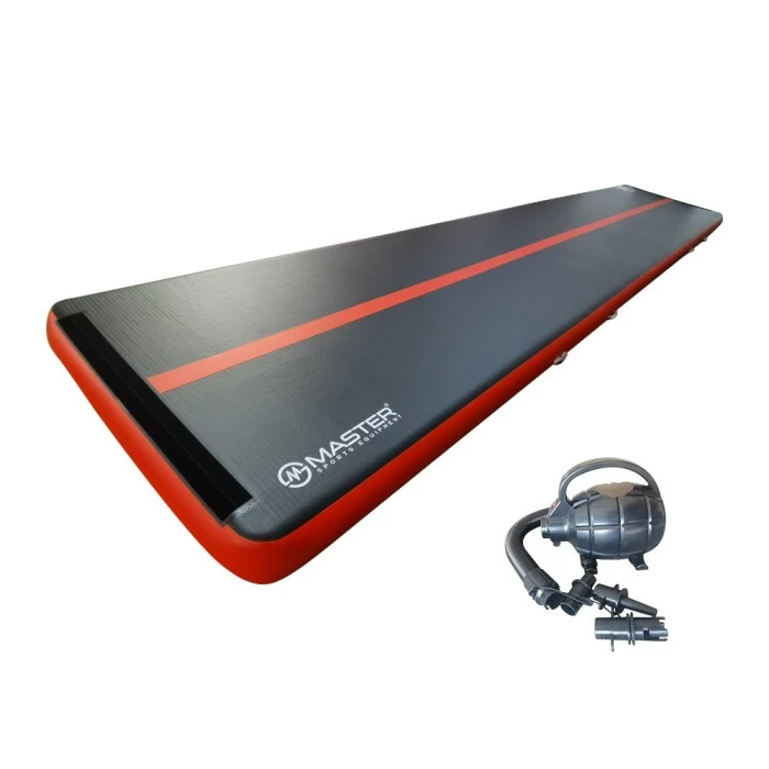 Мат надувной гимнастический MASTER, 800 x 150 x 20 см, черно-красный.