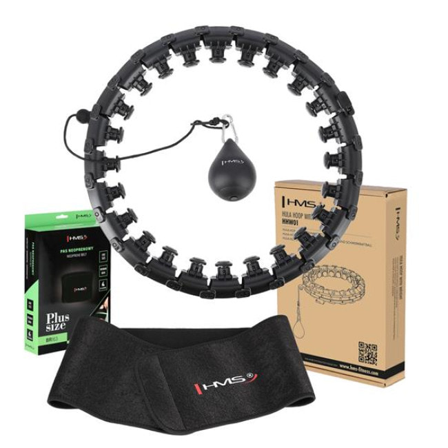 Хула-хуп массажный HMS HHM12 с нагрузкой и поясом для похудения BR163 Plus Size, черный