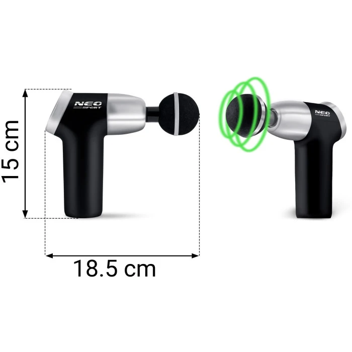 Масажний пістолет багатофункціональний 8 накладок NS-500 Neo-Sport чорний