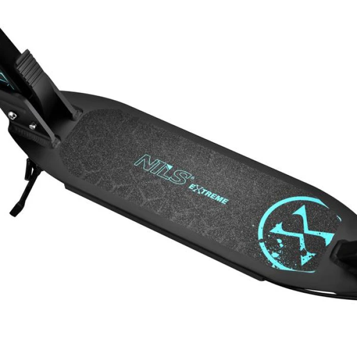 Самокат складной Nils Extreme HM124T, черно-голубой