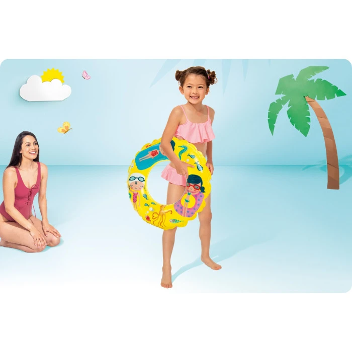 Круг надувной для плавания INTEX 59242 желтый, 61 см
