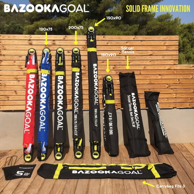 Ворота футбольные BAZOOKAGOAL XL 180x90, черно-желтые