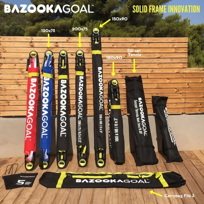 Ворота футбольные BAZOOKAGOAL XL 180x90, черно-желтые