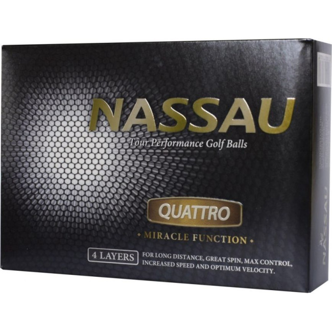 М'ячі для гольфу Nassau Quattro 12 шт, білі