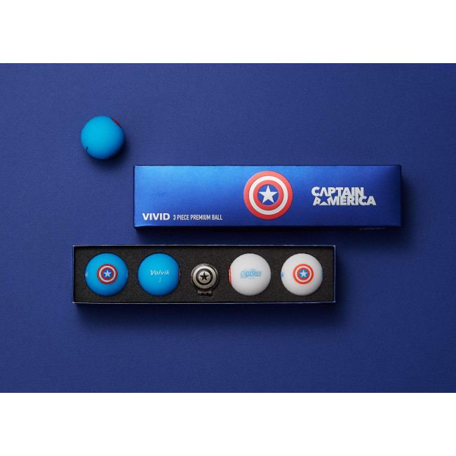 М'ячі для гольфу Volvik Marvel Capitan America 4 шт, блакитно-сірі