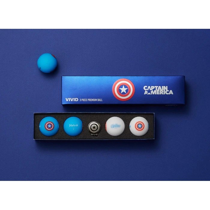 Мячи для гольфа Volvik Marvel Capitan America 4 шт, голубовато-серые