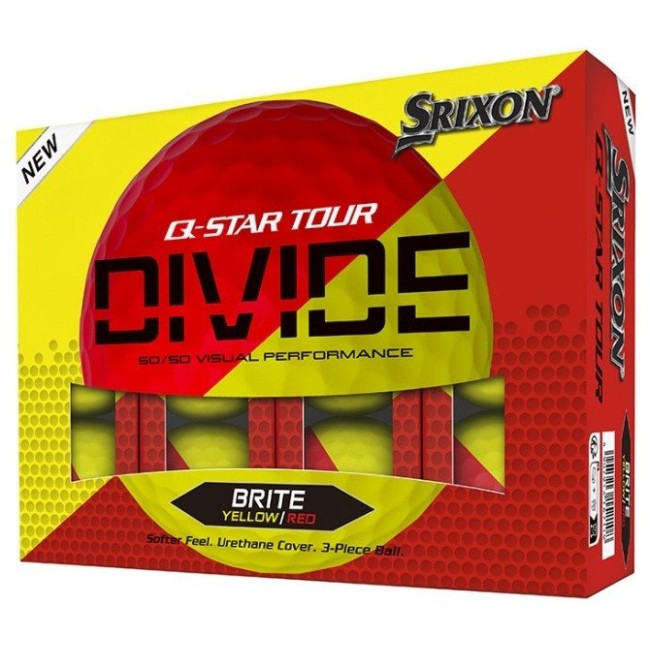 Мячи для гольфа Srixon Q-Star Tour Divide2 12 шт, желто-красные