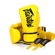 Рукавички боксерські з бинтами Fairtex BGV14 Yellow 10 унцій