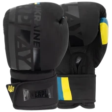 Рукавички боксерські PowerPlay 3021 Ukraine розмір 16 унцій, чорний