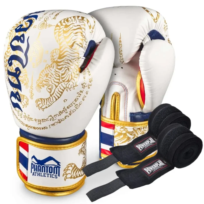 Перчатки боксерские с бинтами Phantom Muay Thai Limited Edition 12 унций, золотистые