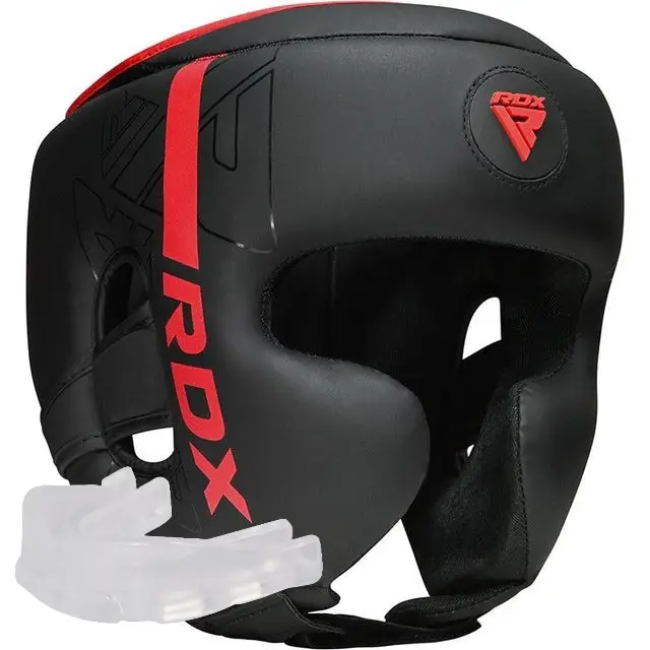 Шолом боксерський з капою RDX F6 KARA Matte розмір M, чорно-червоний