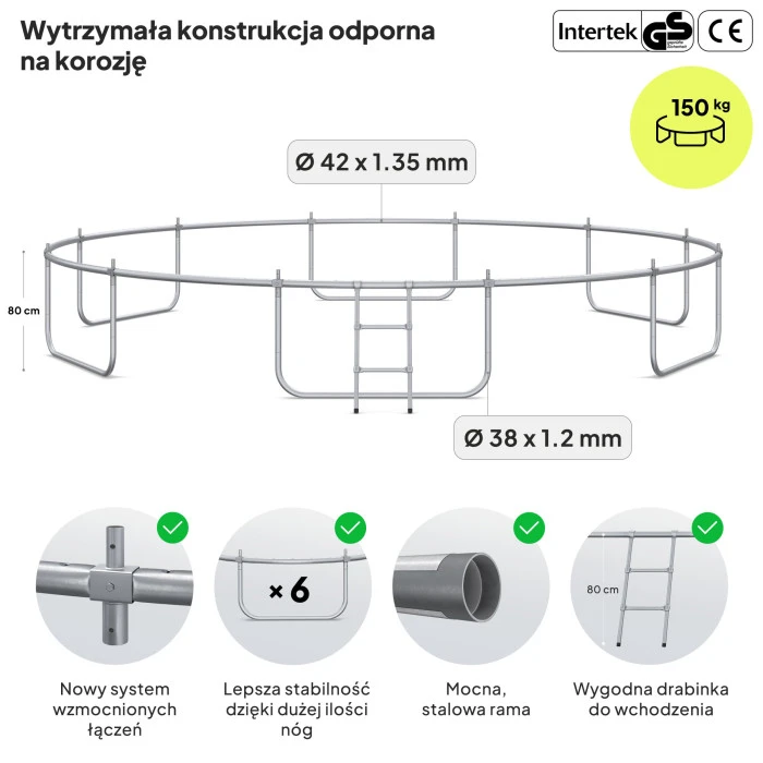 Батут Zipro Jump Pro з зовнішньою сіткою 16 футів 496 см чорно-зелений