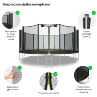 Батут Zipro Jump Pro з зовнішньою сіткою 16 футів 496 см чорно-зелений