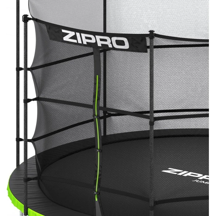 Батут Zipro Jump Pro с внутренней сеткой 12 футов 374 см черно-зеленый