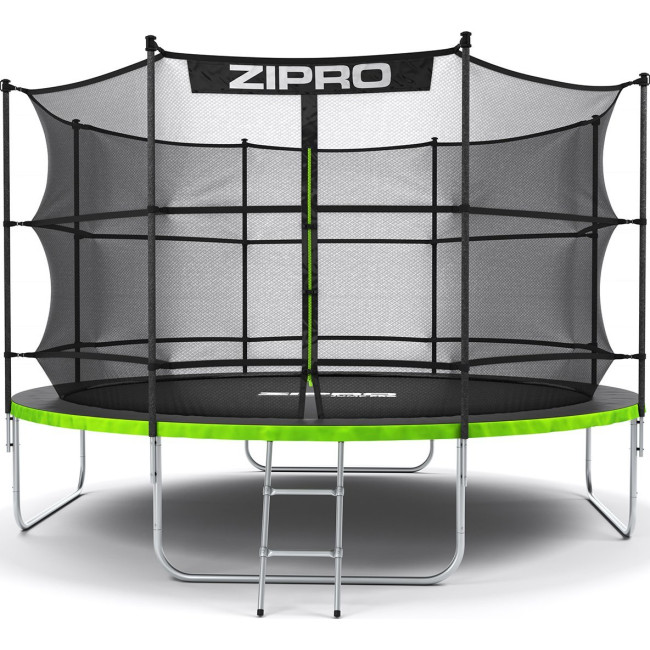 Батут Zipro Jump Pro с внутренней сеткой 12 футов 374 см черно-зеленый