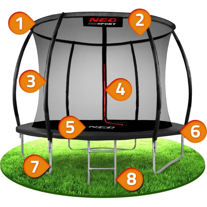 Батут Neo-Sport с внутренней сеткой 10 футов 312 см черный