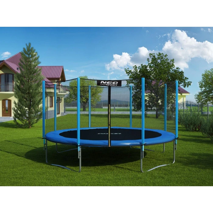 Батут Neo-Sport с наружной сеткой 14,5 футов 435 см голубой