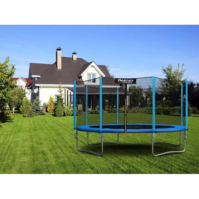 Батут Neo-Sport с наружной сеткой 14,5 футов 435 см голубой