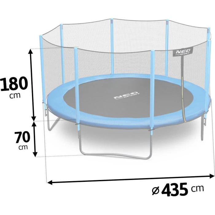 Батут Neo-Sport с наружной сеткой 14,5 футов 435 см голубой