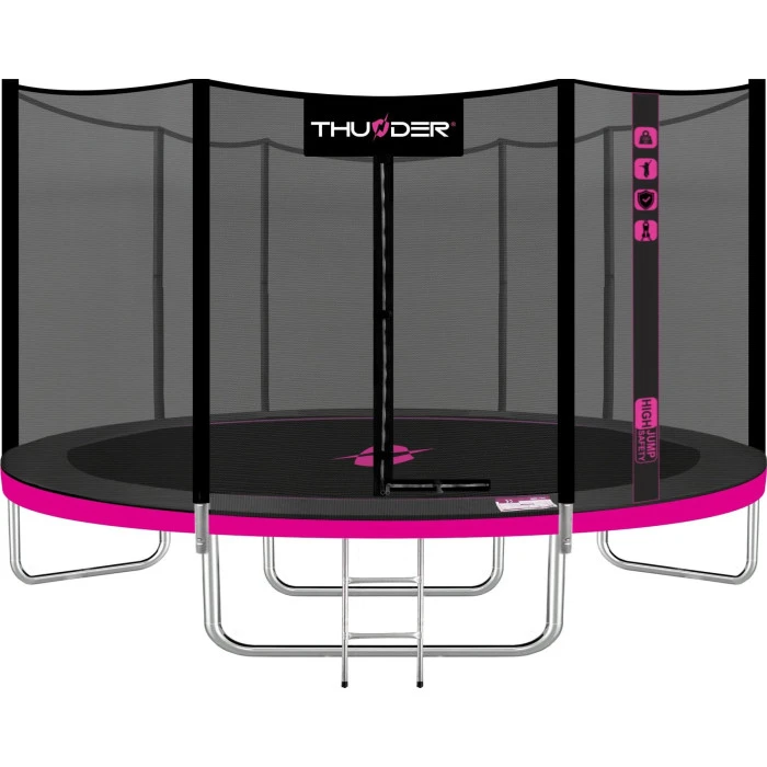Батут THUNDER OUTSIDE PRO з зовнішньою сіткою 12 футів 366 см чорно-рожевий