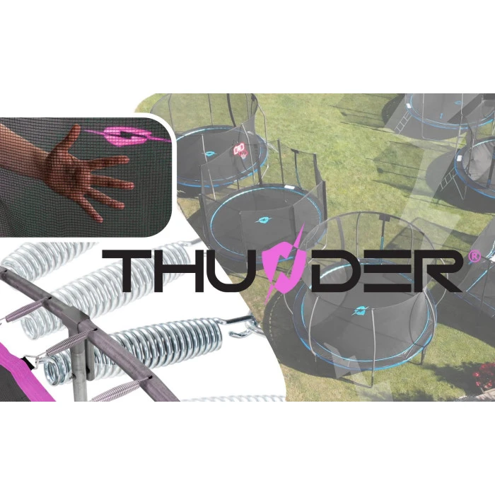 Батут THUNDER OUTSIDE PRO з зовнішньою сіткою 12 футів 366 см чорно-рожевий