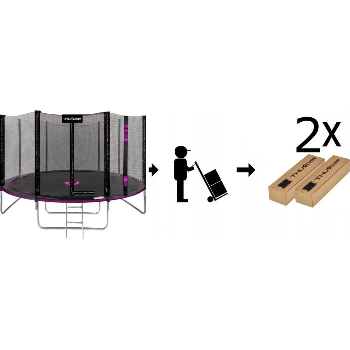 Батут THUNDER OUTSIDE PRO з зовнішньою сіткою 12 футів 366 см чорно-рожевий