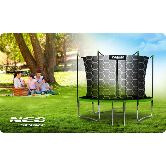 Батути Neo-Sport з внутрішньою сіткою 6 футів 183 см чорно-зелений