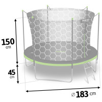 Батуты Neo-Sport с внутренней сеткой 6 футов 183 см черно-зеленый
