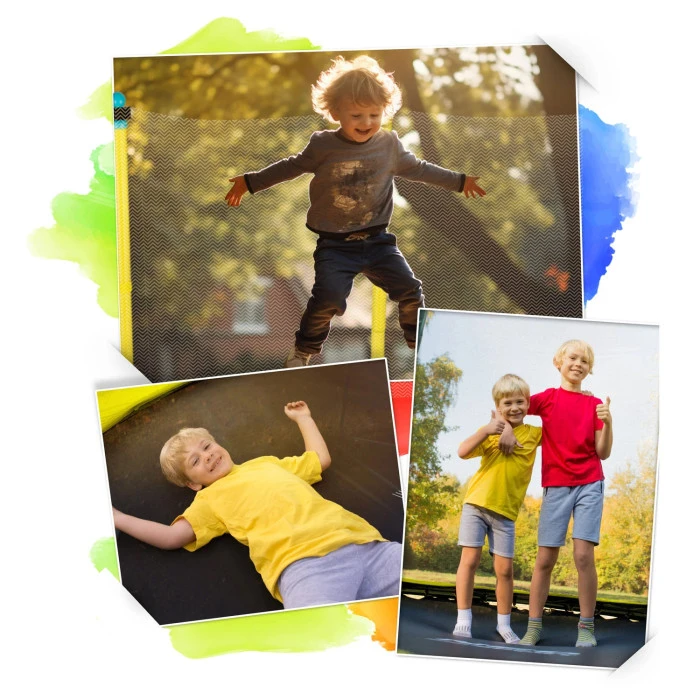 Батут Neo-Sport с внутренней сеткой 4,5 фута 140 см желтый