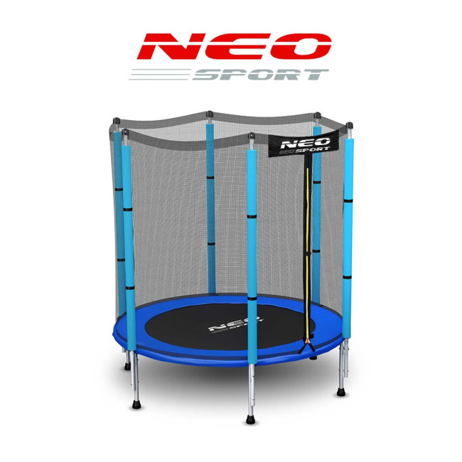 Батут Neo-Sport с наружной сеткой 4,5 фута 140 см синий