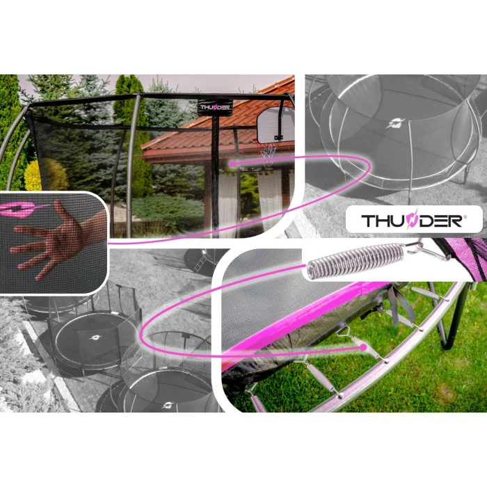 Батут THUNDER INSIDE ULTRA с внутренней сеткой 16 футов 490 см черно-розовый
