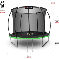 Батут OUTTEC Pumpkin с внутренней сеткой 8 футов 252 см черно-зеленый