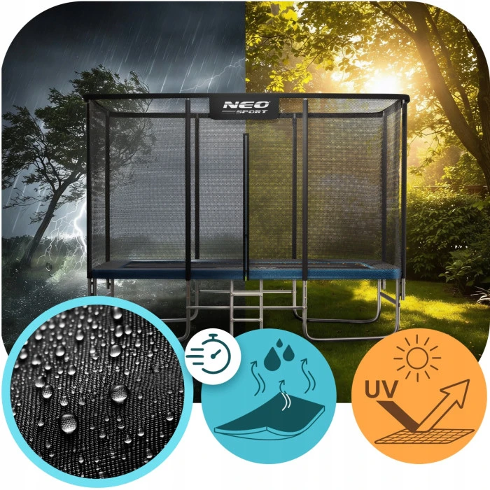 Батут Neo-Sport с наружной сеткой 14 x 10 футов 427 x 305 см, черно-синий