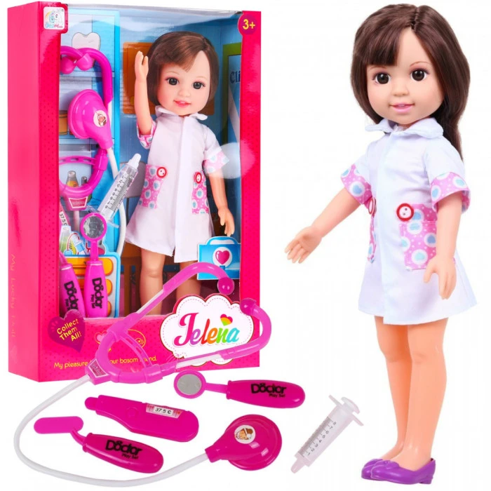 Кукла-медсестра для детей 3+ Аксессуары для врача + Стетоскоп + Термометр + Шприц