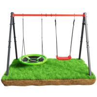 Качели с гнездом аиста двойная K-Sport KSOZ015 SUPERFUN - красно-серая