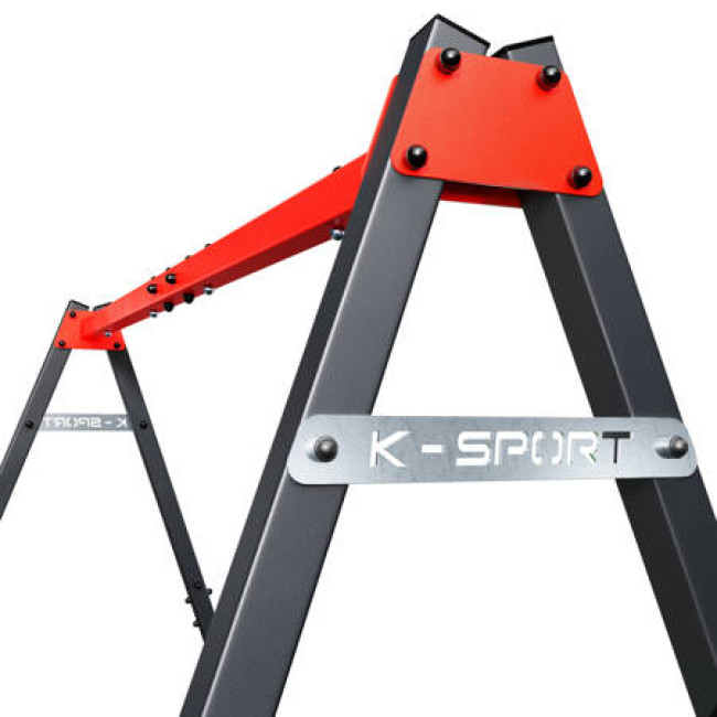 Качели с гнездом аиста двойная K-Sport KSOZ015 SUPERFUN - красно-серая