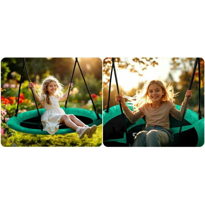 Гойдалка-гніздо Neo-Sport Swingo 110 см, чорно-зелена