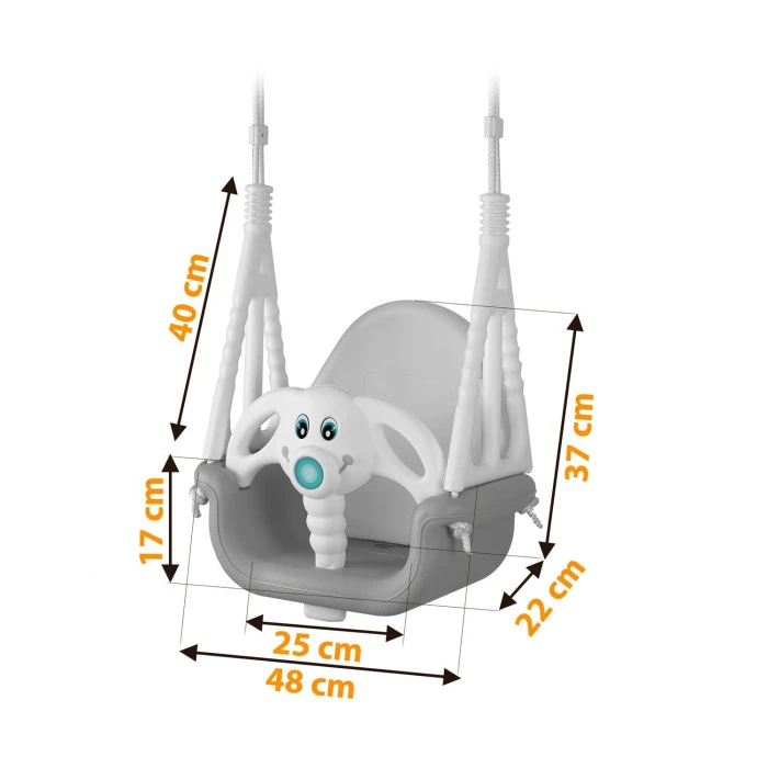 Гойдалка 3-в-1 Слоник Ricokids, 130 х 162 см - сіро-біла
