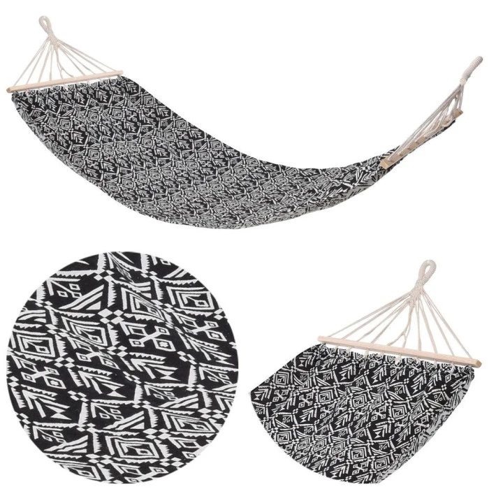 Гамак одноместный PROGARDEN 200 x 80 см – черно-белый.