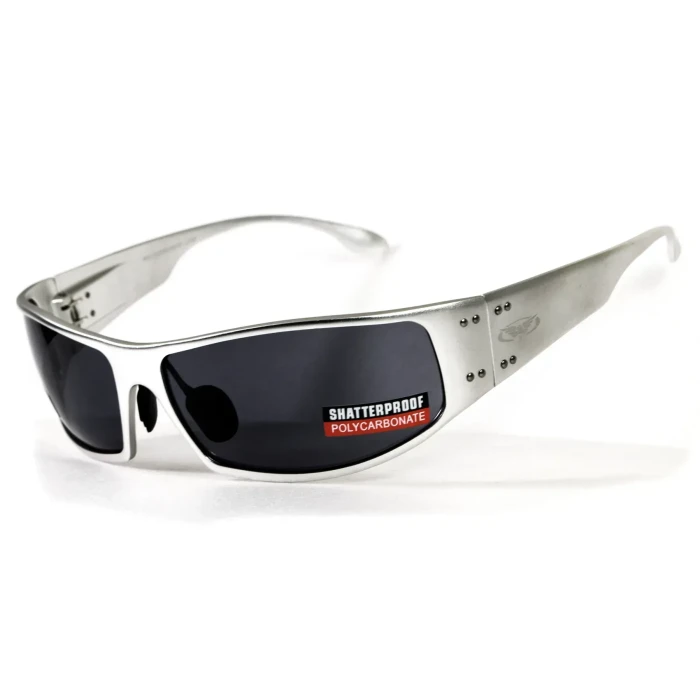Очки защитные в металлической оправе Global Vision Bad-Ass-2 Silver (gray), серые