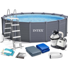 Бассейн каркасный Intex 26384 478 см 11в1, серый