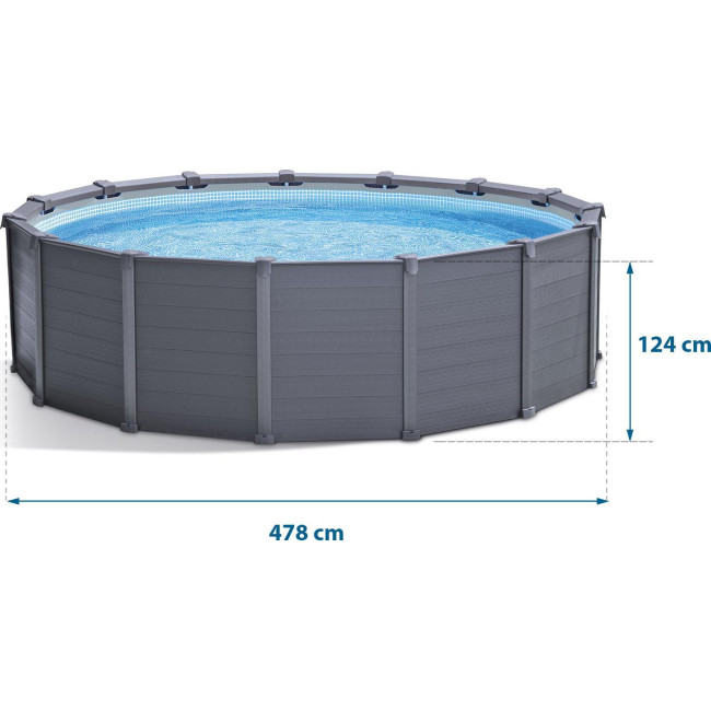 Бассейн каркасный Intex 26384 478 см 11в1, серый